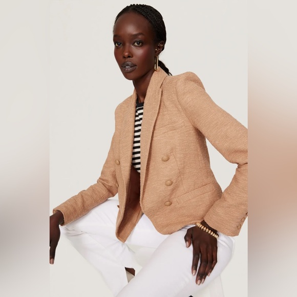 L’AGENCE brown tweed Brooke cropped blazer - Picture 2 of 10